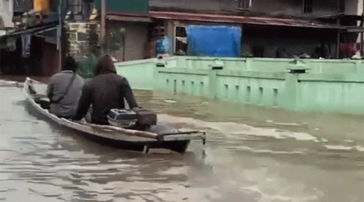 Banjir di daerah Kuala Kuayan Kamis 20 Oktober 2022.