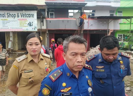 Kepala Disdamkarmat Kotim Hawianan tengah saat dimintai keterangan usai pemadaman api