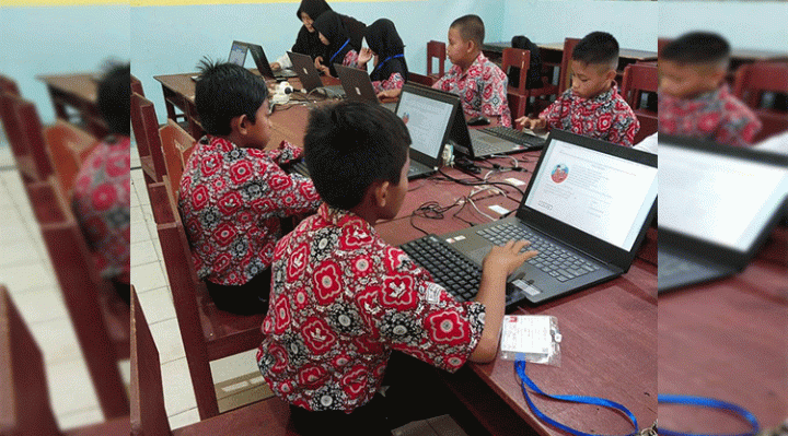 Siswa SDN 1 Samuda Kecil menumpang pelaksanaan ANBK di SMKN 1 MHS.