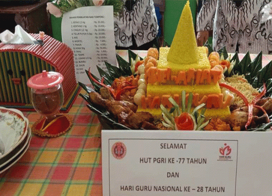 Salah satu nasi tumpeng kreasi SDN 7 Ketapang Sabtu 26 November 2022.
