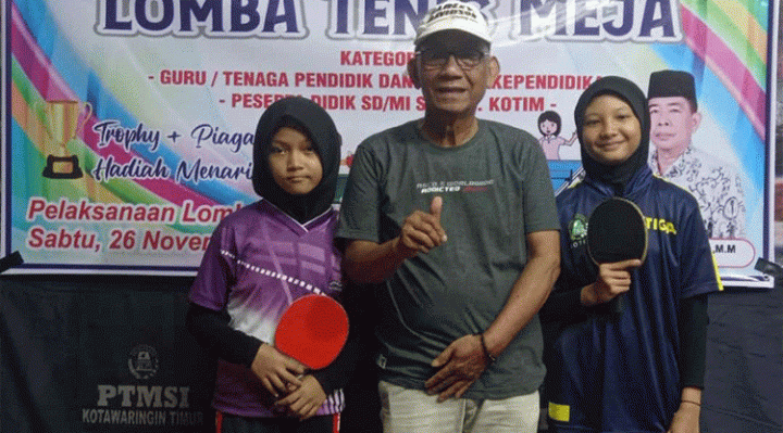 Siswa SDN 4 Ketapang yang berhasil meraih juara 1 lomba tenis meja se Kotim Sabtu 26 November 2022.