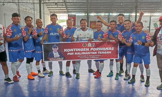 Tim Futsal PWI Kalimantan Tengah saat berlaga dalam Porwanas Malang Jawa Timur tahun 2022