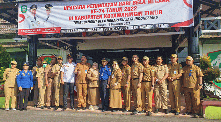 Foto bersama setelah upacara peringatan hari Bela negara di Kantor Bupati Kotim Senin 19 Desember 2022.