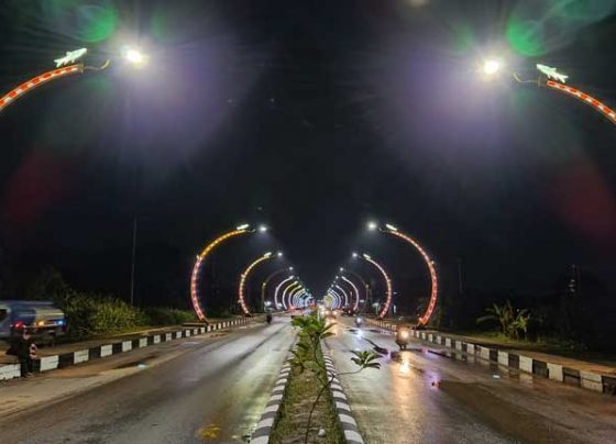 Kawasan wisata kota malam hari Terowongan Nor Mentaya