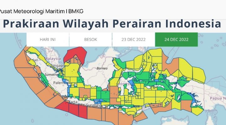 Peta prakiraan tinggi gelombang di Indonesia