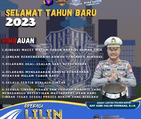 Poster imbauan dari Satkantas Polres Kotim terkait malam tahun baru
