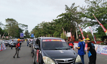 Para peserta Time Rally Wisata Kota Sampit di Taman Kota Sabtu 21 Januari 2023.
