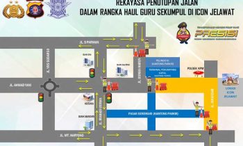 Rekayasa arus lalu lintas yang akan diterapkan oleh Satlantas Polrs Kotim saat Haul Guru Sakumpul di Kompleks Ikon Jelawat Jumat 27 Januari 2023.