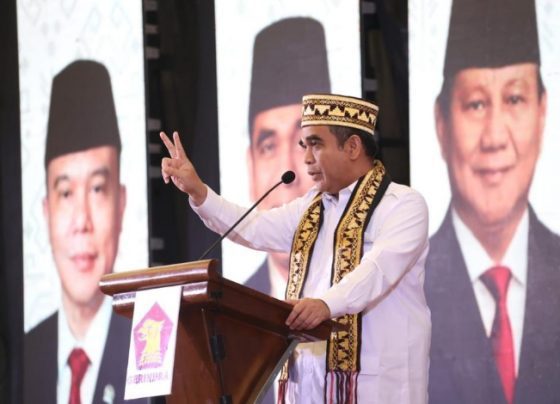 Sekjen Partai Gerindra Ahmad Muzani membuka acara Rapat Kerja Daerah DPD Gerindra Lampung pada Senin 30 Januari 2023.