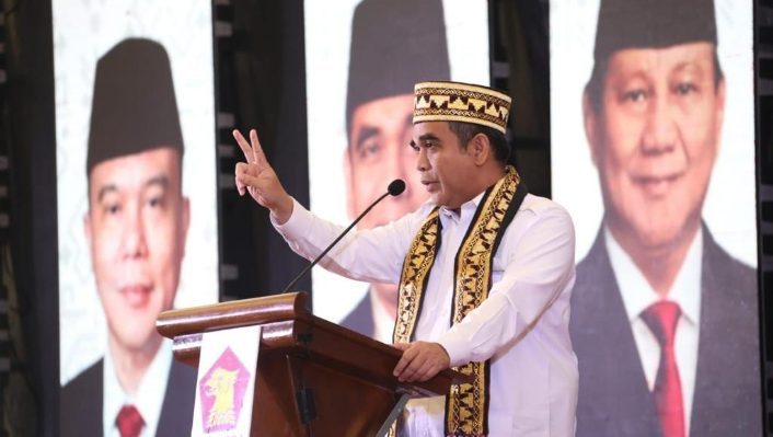Sekjen Partai Gerindra Ahmad Muzani membuka acara Rapat Kerja Daerah DPD Gerindra Lampung pada Senin 30 Januari 2023.