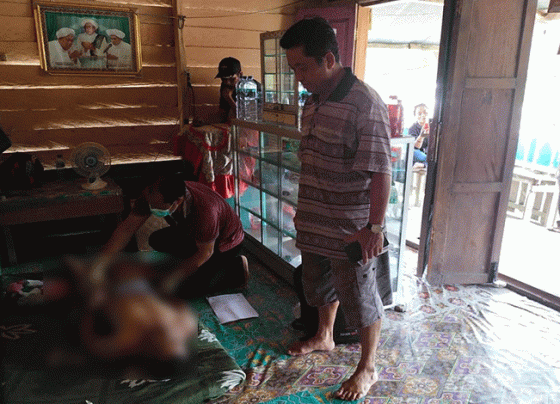 Seorang pria yang ditemukan tewas di warung kopi Kecamatan Telawang Kabupaten Kotim.