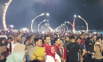 Suasana kawasan Terowongan Nur Mentaya saat acara Hasupa Hasundau memperingati Hari Jadi ke 70 Kabupaten Kotawaringin Timur Sabtu 7 Januari 2023.