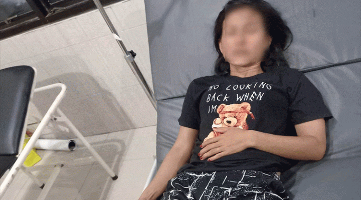 Terlihat istri yang menjadi korban KDRT di Cempaga Hulu Kamis 12 Januari 2023.