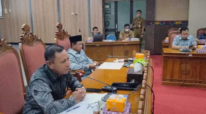 Wakil Ketua I DPRD Kotim Rudianur dengan mikrofon menyala yang mengatakan soal potensi yang dimiliki Mentaya Hilir Utara.