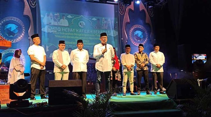Camat Baamang Ady Candra saat sambutan Pembukaan MTQ Kecamatan Baamang belum lama ini.