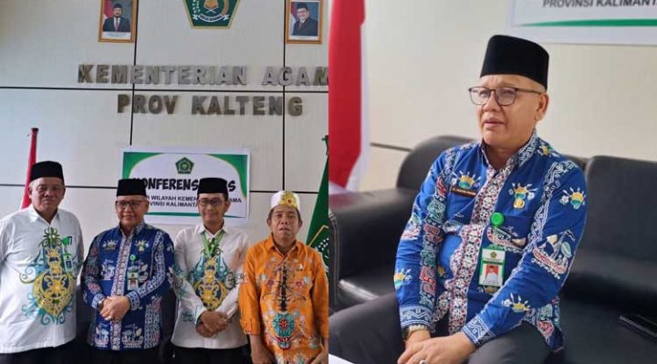Kepala Kantor Wilayah Kementerian Agama Provinsi Kalteng Noor Fahmi MM dalam jumpa pers di Palangka Raya Kamis 16 Februari 2023..