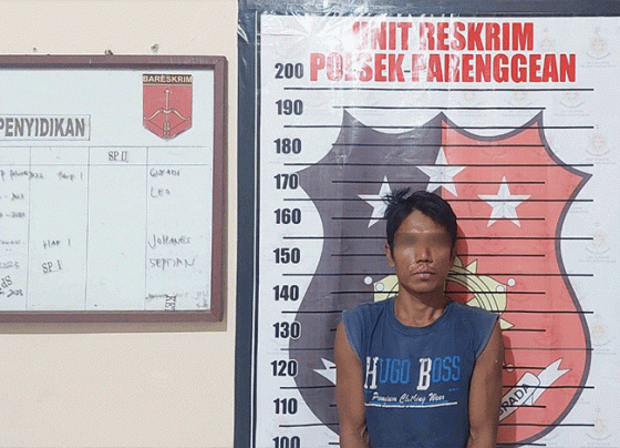 Pelaku dan barang bukti yang berhasil diamankan Unit Reskrim Polsek Parenggean Senin 6 Februari 2023.
