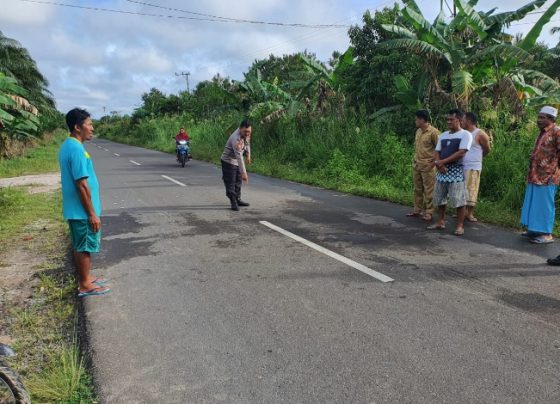 Polisi mengidentifikasi lokasi kecelakaan di Jalan HM Arsyad Desa Parebok Kecamatan Teluk Sampit Kotim Senin 27 Februari 2023