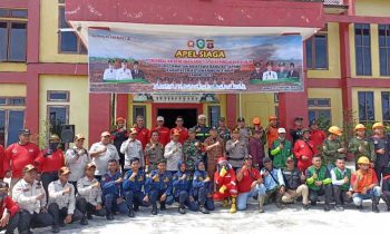 Sesi foto bersama peserta apel siaga gabungan bersama Camat MB Ketapang Eddy Hidayat Setiadi Rabu 15 Februari 2023
