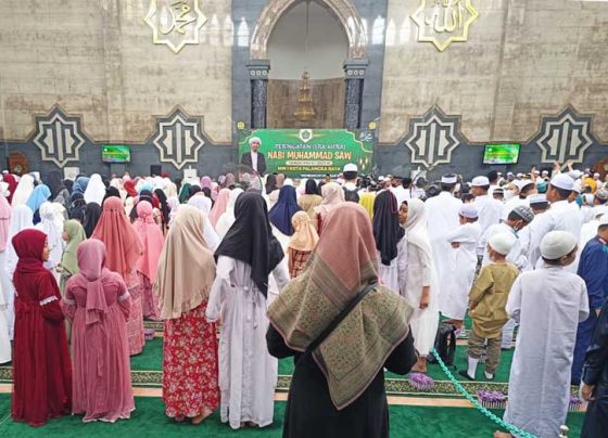 Suasana Isra Mikraj MIN Palangka Raya di Masjid Darusallam Sabtu 25 Februari 2023.