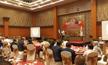 Suasana Musyawarah Olahraga Kabupaten Musorkab Kotawaringin Timur yang membahas pembentukan kepengurusan KONI Kotim periode 2023 2027 dalam rangka menyukseskan Porprov 2023 Sabtu 4 Februari 2023.