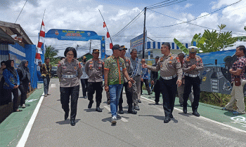 Suasana kunjungan dari Tim Penilai Korlantas Polri di Kampung Tertib Lalu Lintas Kelurahan Baamang Barat Baamang Sampit Kamis 23 Februari 2023.