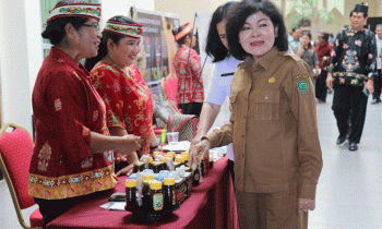 Bupati Pulang Pisau meninjau Festival Madu Rawa Gambut se Kalimantan Tengah di Hotel Luwansa Palangka Raya.