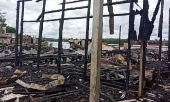 Kondisi rumah para korban kebakaran di Baamang Hulu Sampit yang sudah hampir rata dengan tanah 27 Februari 2023.