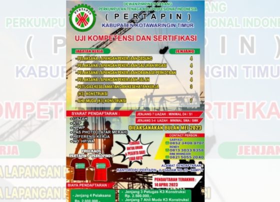 Poster pendaftaran uji kompetensi dan sertifikasi.
