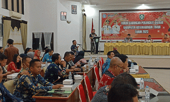 Suasana Audiensi Audiensi Calon Desa Anti Korupsi di Aula Sei Mentaya Bappelitbangda Kotim Jalan Jenderal Sudirman Sampit Jumat 3 Maret 2023.