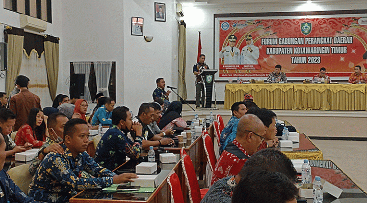 Suasana Audiensi Audiensi Calon Desa Anti Korupsi di Aula Sei Mentaya Bappelitbangda Kotim Jalan Jenderal Sudirman Sampit Jumat 3 Maret 2023.