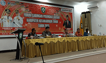 Suasana Audiensi Calon Desa Anti Korupsi di Aula Sei Mentaya Bappelitbangda Kotim Jalan Jenderal Sudirman Sampit Jumat 3 Maret 2023.