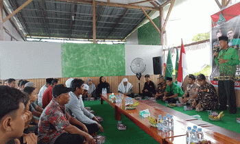 Suasana pembukaan Diklatsar ke II PAC Banser NU di Ponpes Al Haromain Jumat 17 Maret 2023.