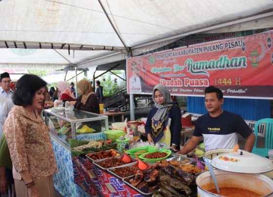 Taty Narang saat meninjau Pasar Ramadan Pulang Pisau.