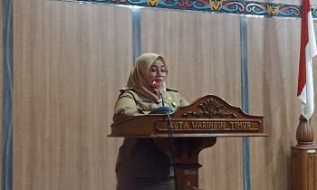 Wabup Kotim Irawati membacakan LKPJ Bupati Kotim 2022 pada Rapat Paripurna ke 7 Masa Persidangan I DPRD Kotim 2023 Senin 27 Maret 2023.