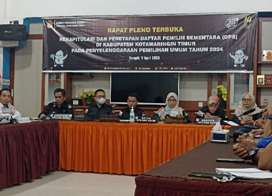 Rapat Pleno Terbuka KPU Kotim Rekapitulasi dan Penetapan DPS Rabu 5 April 2023