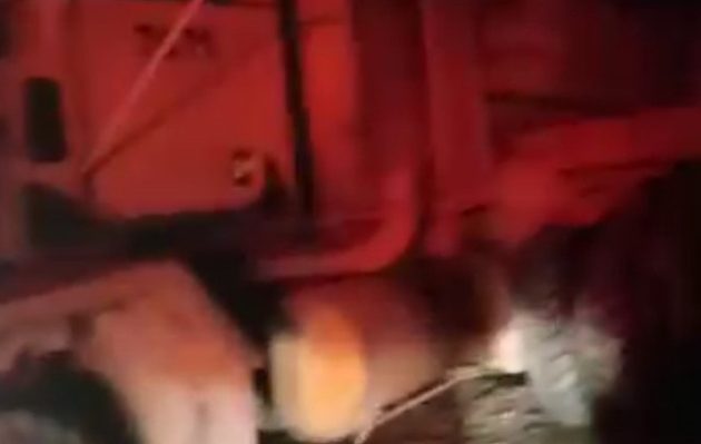 truk loging yang terlibat kecelakaan lalu lintas di ruas jalan produksi PT Erna Djuliawati Kabupaten Seruyan