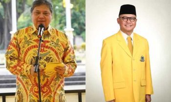 Ketua umum DPP Partai Golkar Airlangga Hartarto dan Politisi Golkar Dapil Kalimantan Tengah Mukhtarudin