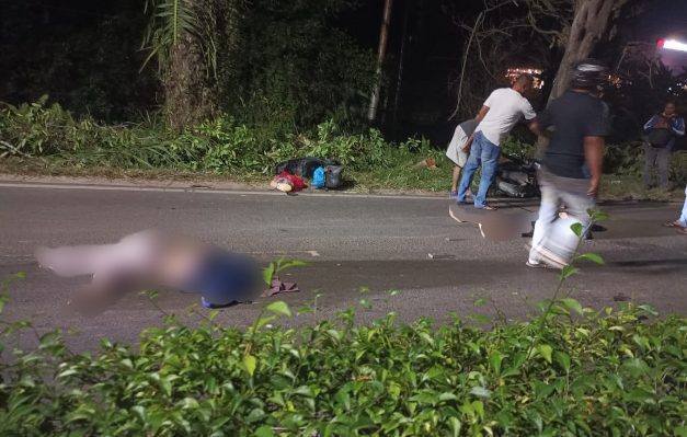 Lokasi kecelakaan di Jalan Jemderal Sudirman Sampit yang mengakibatkan pasutri meninggal dunia di tempat, Rabu malam, 21 Juni 2023.