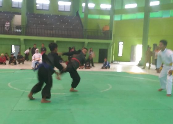 Salah satu pertandingan pencak silat putera O2SN tingkat Kabupaten Kotim pada 29 31 Mei 2023.