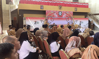 Bupati Kotim Halikinnor menyampaikan sambutan seminar laporan akhir, Selasa, 4 Juli 2023.