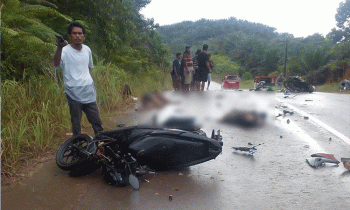 Korban dan kecelakaan antara dua buah sepeda motor di Jalan Poros Telaga Antang, Kamis, 6 Juli 2023.