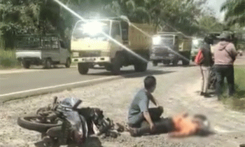 Korban yang terlibat kecelakaan di Jalan Jendral Sudirman Km 9 Kelurahan Pasir Putih Kecamatan MB Ketapang Kabupaten Kotim, Rabu, 5 Juli 2023.