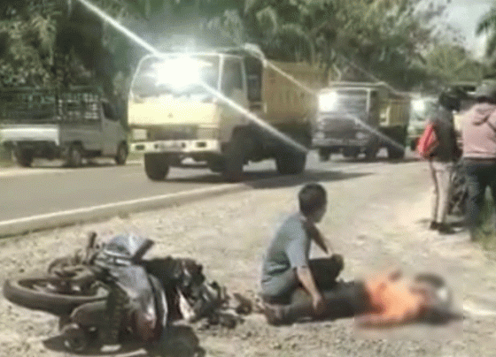 Korban yang terlibat kecelakaan di Jalan Jendral Sudirman Km 9 Kelurahan Pasir Putih Kecamatan MB Ketapang Kabupaten Kotim, Rabu, 5 Juli 2023.