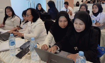 Para peserta Workshop Implementasi Pembelajaran Kurikulum Merdeka di aula Hotel Midtown Sampit, Sabtu, 15 Juli 2023.