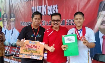 Siswa SMKN 2 Sampit, Nour Abdilah juara 1 O2SN bulutangkis tingkat Provinsi Kalimantan Tengah 2023, Sabtu, 22 Juli 2023.