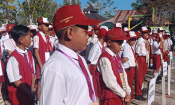 Siswa mengikuti Masa Pengenalan Lingkungan Sekolah (MPLS) di SMPN 3 Sampit, Senin, 10 Juli 2023.