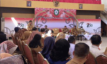 Suasana seminar laporan akhir profiling rencana dan capaian pembangunan Kabupaten Kotim tahun 2021 2024 pada Selasa, 4 Juli 2023.