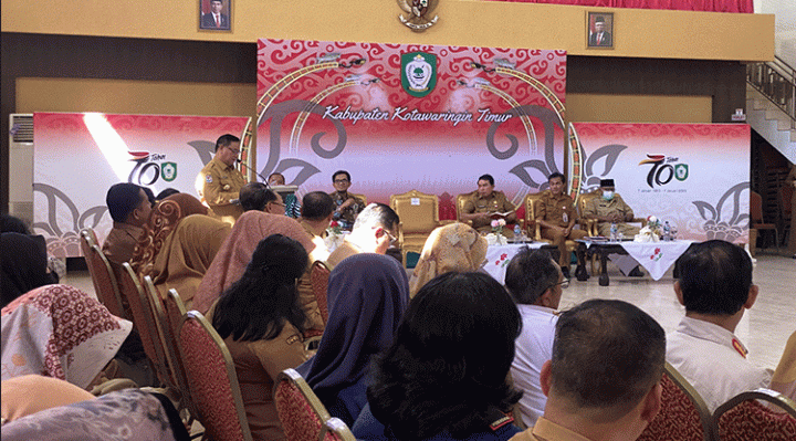 Suasana seminar laporan akhir profiling rencana dan capaian pembangunan Kabupaten Kotim tahun 2021 2024 pada Selasa, 4 Juli 2023.