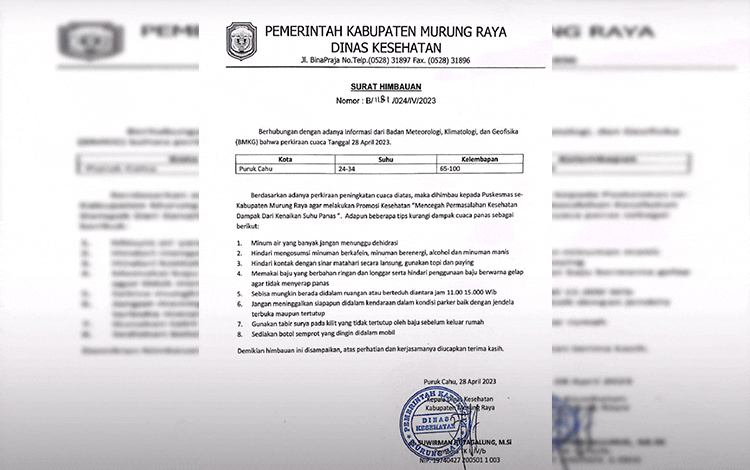 Dinkes Murung Raya Minta Puskesmas Promosi Kesehatan Atasi Gelombang Panas